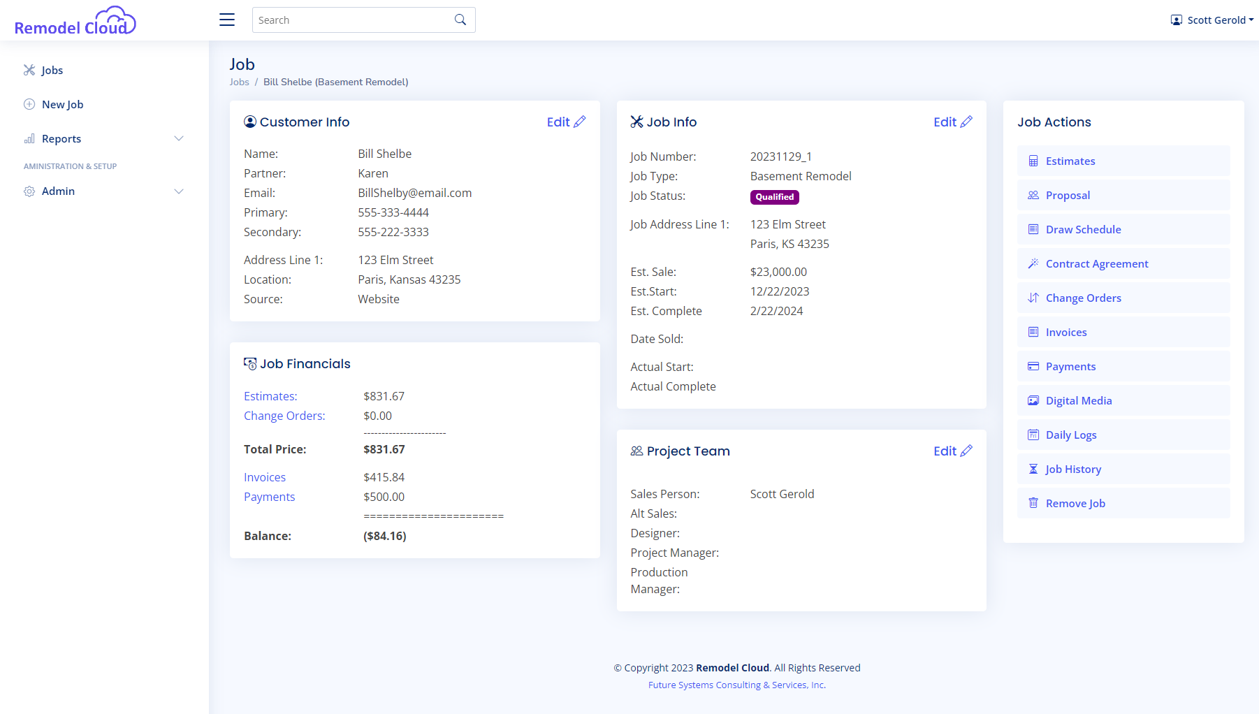 Remodel Cloud Dashboard